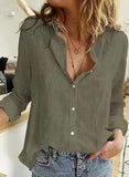 Casual Solid Button Long Sleeve Blouses