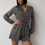 Stylish Sequin Long Sleeve Dress Jumpsuits