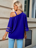 Solid Color Metal Buckle Shoulder Blouses