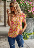 V-Neck Floral Short Sleeved Top