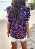 Round Neck Short Sleeve Printed Top