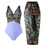 Bikini One-Piece Swimsuit + Beach Skirt Cover-Up Sets