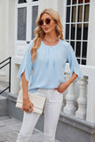 Round Neck Five-Quarter Sleeve Loose Chiffon Shirt Top