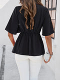 Short Sleeve Tie Waist Tops