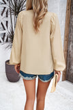 Solid Color V-Neck Long-Sleeved Tops