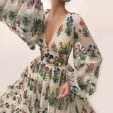 Bohemian Retro Colorful Embroidered Sexy Loose Dress