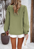 Solid Color V-Neck Long-Sleeved Tops