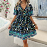 Printed Short-Sleeved Dresses