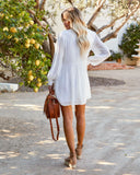 Solid Long Sleeve V-neck Loose Casual Dress
