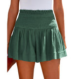 Solid High Waist Pleated Shorts