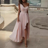 Off-Shoulder High-Waisted Long Irregular Dress