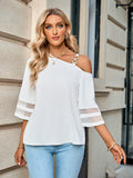 Solid Color Metal Buckle Shoulder Blouses