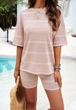 Casual Solid Color Short-Sleeved Sweater Suits