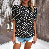 Puff Sleeve Print Tops