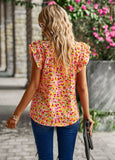 V-Neck Floral Short Sleeved Top