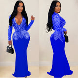 V-Neck Rhinestone Maxi Dress