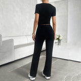 Round Neck Short Sleeve Trousers Suits