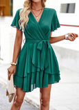 Strappy Solid Color A-Line Short Skirts