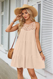 Hollow Lace Stitching Halter Neck A-Line Dress