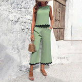 Sleeveless Long Webbing Pants Sets