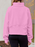 Cropped Stand Collar Thumb Hole Fleece Sweatshirt