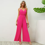 V-Neck Camisole Pleated Jumpsuits