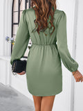 Solid Color V-Neck Long Sleeve Dresses