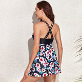 Drawstring Split Skirt Swimsuits