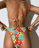 Printed Halterneck String Bikinis