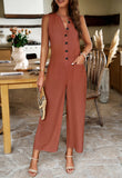 Sleeveless Solid Color Jumpsuits