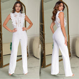 Solid Color Sleeveless Mesh Jumpsuit