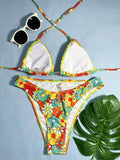 Printed Halterneck String Bikinis