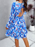 Printed V-Neck Long Sleeved Dresses