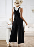 Solid Color Overalls Loose Wide-Leg Jumpsuits