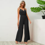 V-Neck Camisole Pleated Jumpsuits