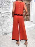 Sleeveless Long Webbing Pants Sets