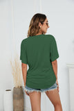 Loose V-neck Solid Short-sleeved T-shirt