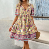 Printed Short-Sleeved Dresses