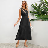 Sexy Slim Fit Mid Length Pleated A-Line Dress