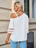 Solid Color Metal Buckle Shoulder Blouses