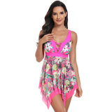 Printed Skirt Plus Size Split Bikini Swimsuits