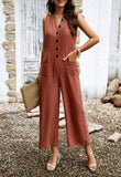 Sleeveless Solid Color Jumpsuits