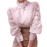 Lace Hollow Flower Splicing Loose Blouses