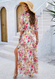 V-Neck Printed Waist Dresses