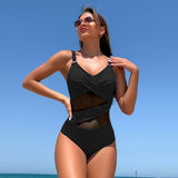 Sexy Patchwork Mesh One-Piece Bikini Swimsuits