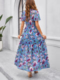 Printed V-Neck Waist Dresses