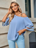 Solid Color Metal Buckle Shoulder Blouses