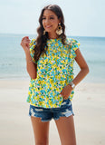 Round Neck Short Sleeve Printed Top