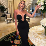 Strapless V-Neck Sexy Backless Waist Fishtail Skirt