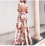 Backless Printed Sleeveless Suspender Dress